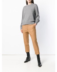 Женский серый свитер с круглым вырезом от Dsquared2