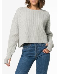 Женский серый свитер с круглым вырезом от RE/DONE