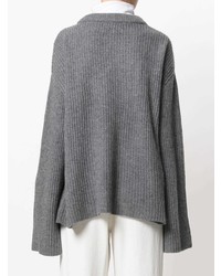 Женский серый свитер с круглым вырезом от Le Kasha