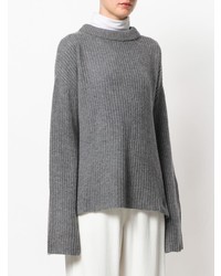 Женский серый свитер с круглым вырезом от Le Kasha