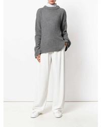 Женский серый свитер с круглым вырезом от Le Kasha