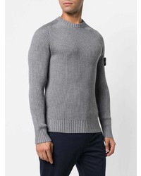Мужской серый свитер с круглым вырезом от Stone Island