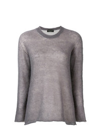 Женский серый свитер с круглым вырезом от Roberto Collina