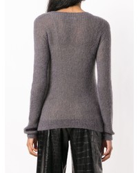 Женский серый свитер с круглым вырезом от Roberto Collina