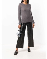 Женский серый свитер с круглым вырезом от Roberto Collina