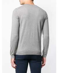 Мужской серый свитер с круглым вырезом от BOSS HUGO BOSS