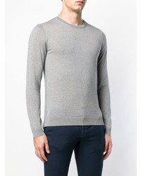 Мужской серый свитер с круглым вырезом от BOSS HUGO BOSS