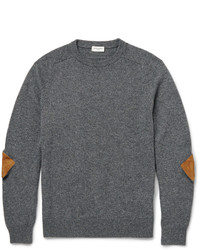 Мужской серый свитер с круглым вырезом от Saint Laurent