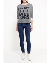 Женский серый свитер с круглым вырезом от Sela