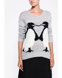 Женский серый свитер с круглым вырезом от Sela