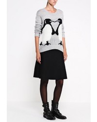 Женский серый свитер с круглым вырезом от Sela