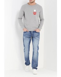 Мужской серый свитер с круглым вырезом от Sisley