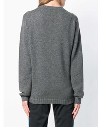 Женский серый свитер с круглым вырезом от Prada