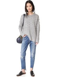 Женский серый свитер с круглым вырезом от One Teaspoon