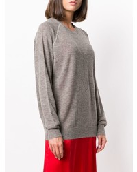 Женский серый свитер с круглым вырезом от 6397