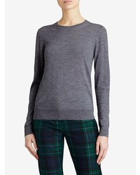 Женский серый свитер с круглым вырезом от Burberry