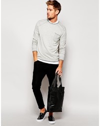 Мужской серый свитер с круглым вырезом от Boss Orange