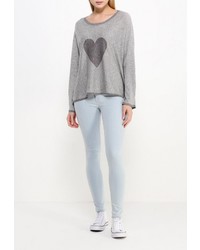 Женский серый свитер с круглым вырезом от Sweewe