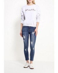 Женский серый свитер с круглым вырезом от Sweewe