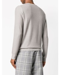Мужской серый свитер с круглым вырезом от Paolo Pecora
