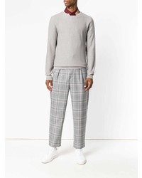 Мужской серый свитер с круглым вырезом от Paolo Pecora