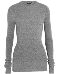 Женский серый свитер с круглым вырезом от Tom Ford