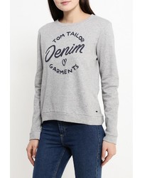 Женский серый свитер с круглым вырезом от Tom Tailor Denim