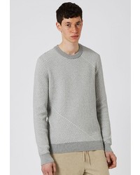 Мужской серый свитер с круглым вырезом от Topman