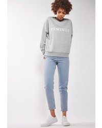 Женский серый свитер с круглым вырезом от Topshop