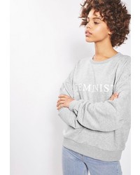 Женский серый свитер с круглым вырезом от Topshop