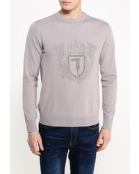 Мужской серый свитер с круглым вырезом от Tru Trussardi