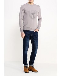 Мужской серый свитер с круглым вырезом от Tru Trussardi