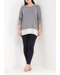 Женский серый свитер с круглым вырезом от Ulla Popken