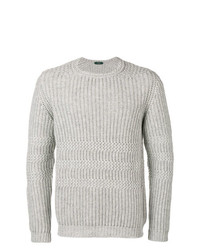 Мужской серый свитер с круглым вырезом от Zanone