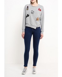 Женский серый свитер с круглым вырезом от Zeza