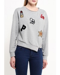 Женский серый свитер с круглым вырезом от Zeza