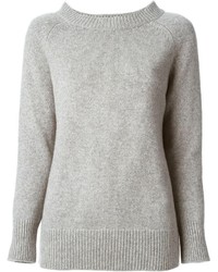 Женский серый свитер с круглым вырезом