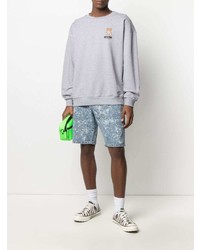 Мужской серый свитшот с вышивкой от Moschino