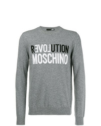 Мужской серый свитшот с принтом от Love Moschino