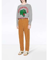 Мужской серый свитшот с принтом от Gucci