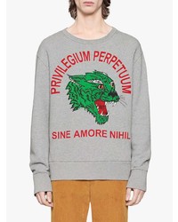 Мужской серый свитшот с принтом от Gucci