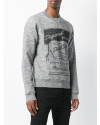Мужской серый свитшот с принтом от DSQUARED2