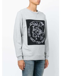 Мужской серый свитшот с принтом от Diesel