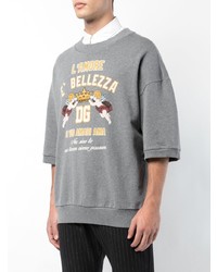 Мужской серый свитшот с принтом от Dolce & Gabbana