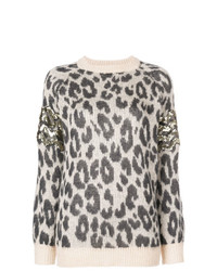 Серый свободный свитер с леопардовым принтом от Aniye By