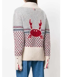 Серый свободный свитер с принтом от Thom Browne