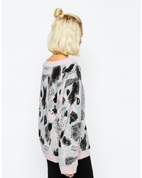 Серый свободный свитер с принтом от Cheap Monday