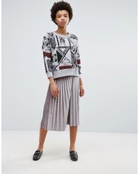 Серый свободный свитер с принтом от French Connection