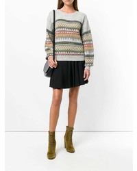 Серый свободный свитер с принтом от Isabel Marant Etoile