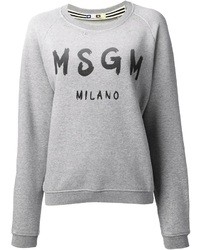 Серый свободный свитер с принтом от MSGM
